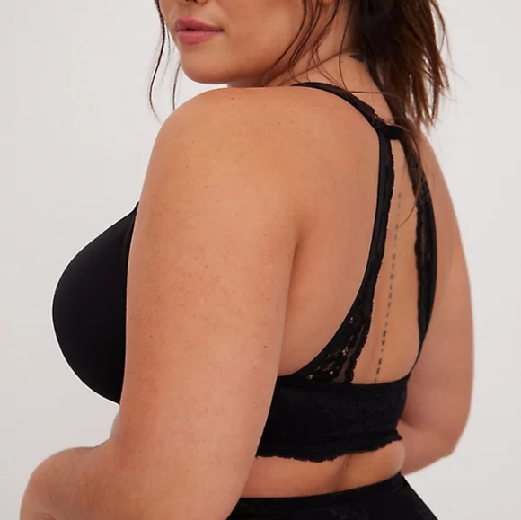 SOLD Torrid Front Close Racerback Push-up Bra 38DD Black - Picture 2 of 5